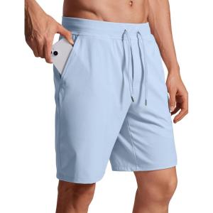 imageCRZ YOGA Mens FourWay Stretch Workout Shorts  9 Soft Durable for Casual Athletic with PocketsChambray Blue
