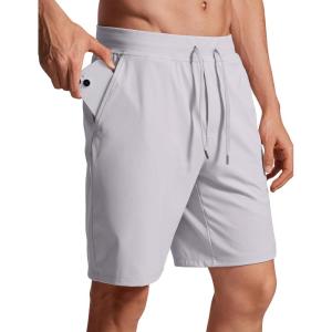 imageCRZ YOGA Mens FourWay Stretch Workout Shorts  9 Soft Durable for Casual Athletic with PocketsGull Gray