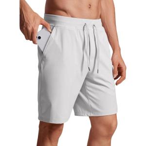 imageCRZ YOGA Mens FourWay Stretch Workout Shorts  9 Soft Durable for Casual Athletic with PocketsPlatinum Grey