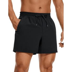 imageCRZ YOGA Mens Linerless Workout Shorts  5 Lightweight Quick Dry for Running Sports Athletic Gym with PocketsBlack