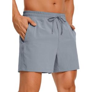 imageCRZ YOGA Mens Linerless Workout Shorts  5 Lightweight Quick Dry for Running Sports Athletic Gym with PocketsDark Carbon