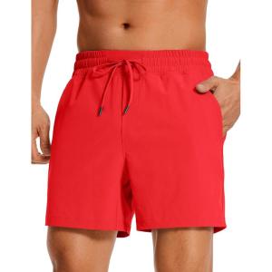 imageCRZ YOGA Mens Linerless Workout Shorts  5 Lightweight Quick Dry for Running Sports Athletic Gym with PocketsDeep Red