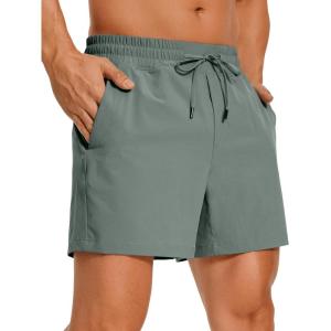 imageCRZ YOGA Mens Linerless Workout Shorts  5 Lightweight Quick Dry for Running Sports Athletic Gym with PocketsGrey Sage