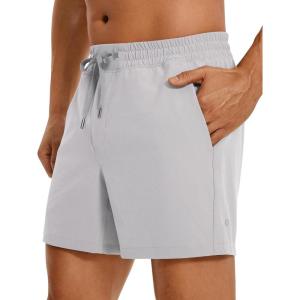 imageCRZ YOGA Mens Linerless Workout Shorts  5 Lightweight Quick Dry for Running Sports Athletic Gym with PocketsGull Gray
