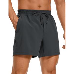 imageCRZ YOGA Mens Linerless Workout Shorts  5 Lightweight Quick Dry for Running Sports Athletic Gym with PocketsInk Gray