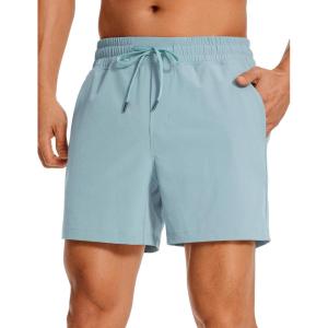 imageCRZ YOGA Mens Linerless Workout Shorts  5 Lightweight Quick Dry for Running Sports Athletic Gym with PocketsLight Grayish Blue