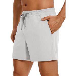imageCRZ YOGA Mens Linerless Workout Shorts  5 Lightweight Quick Dry for Running Sports Athletic Gym with PocketsPlatinum Grey