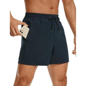 imageCRZ YOGA Mens Linerless Workout Shorts  5 Lightweight Quick Dry for Running Sports Athletic Gym with PocketsTrue Navy