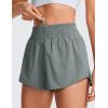 imageCRZ YOGA High Waisted Running Shorts for Women 25quot  Mesh Liner Quick Dry for Sport Athletic Workout with Zipper PocketGrey Sage