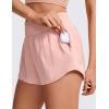 imageCRZ YOGA High Waisted Running Shorts for Women 25quot  Mesh Liner Quick Dry for Sport Athletic Workout with Zipper PocketPuff Pink