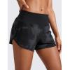imageCRZ YOGA Mid Waisted Running Shorts for Women 4quot Soft for Gym Athletic Workout with Zipper Pocket Liner Quick DryBlack Tie Dye Flowers