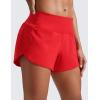 imageCRZ YOGA Mid Waisted Running Shorts for Women 4quot Soft for Gym Athletic Workout with Zipper Pocket Liner Quick DryDeep Red