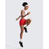 imageCRZ YOGA Mid Waisted Running Shorts for Women 4quot Soft for Gym Athletic Workout with Zipper Pocket Liner Quick DryDeep Red