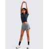 imageCRZ YOGA Mid Waisted Running Shorts for Women 4quot Soft for Gym Athletic Workout with Zipper Pocket Liner Quick DryGrey Sage
