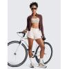 imageCRZ YOGA Mid Waisted Running Shorts for Women 4quot Soft for Gym Athletic Workout with Zipper Pocket Liner Quick DryMilky White Bone