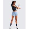 imageCRZ YOGA Mid Waisted Running Shorts for Women 4quot Soft for Gym Athletic Workout with Zipper Pocket Liner Quick DryThe Breeze Blue