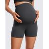 imageCRZ YOGA Womens Butterluxe Maternity Biker Shorts Over The Belly 4quot  Pregnancy Yoga Workout ActivewearMysterious Grey
