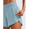 imageCRZ YOGA Womens Mid Waisted Running Shorts Liner  5 Quick Dry for Athletic Sport Workout Track with Zip PocketLight Grayish Blue