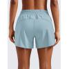 imageCRZ YOGA Womens Mid Waisted Running Shorts Liner  5 Quick Dry for Athletic Sport Workout Track with Zip PocketLight Grayish Blue