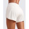 imageCRZ YOGA Womens Mid Waisted Running Shorts Liner  5 Quick Dry for Athletic Sport Workout Track with Zip PocketMilky White Bone