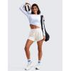 imageCRZ YOGA Womens Mid Waisted Running Shorts Liner  5 Quick Dry for Athletic Sport Workout Track with Zip PocketMilky White Bone