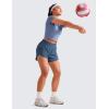 imageCRZ YOGA Womens Mid Waisted Running Shorts Liner  5 Quick Dry for Athletic Sport Workout Track with Zip PocketStelindigo Blue