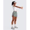 imageCRZ YOGA Womens Mid Waisted Running Shorts Liner  5 Quick Dry for Athletic Sport Workout Track with Zip PocketSterling