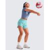 imageCRZ YOGA Womens Mid Waisted Running Shorts Liner  5 Quick Dry for Athletic Sport Workout Track with Zip PocketTurquoise