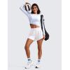 imageCRZ YOGA Womens Mid Waisted Running Shorts Liner  5 Quick Dry for Athletic Sport Workout Track with Zip PocketWhite