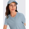 imageCRZ YOGA Womens Pima Cotton Short Sleeve Workout Shirts Casual Yoga TShirt Soft Athletic TopCambric Blue