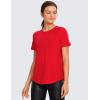 imageCRZ YOGA Womens Pima Cotton Short Sleeve Workout Shirts Casual Yoga TShirt Soft Athletic TopFestival Red