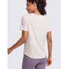 imageCRZ YOGA Womens Pima Cotton Short Sleeve Workout Shirts Casual Yoga TShirt Soft Athletic TopWhite Apricot