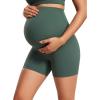imageCRZ YOGA Womens Butterluxe Maternity Biker Shorts Over The Belly 4quot  Pregnancy Yoga Workout ActivewearDark Forest Green