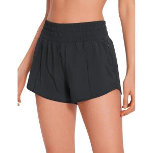 imageCRZ YOGA High Waisted Running Shorts for Women 25quot  Mesh Liner Quick Dry for Sport Athletic Workout with Zipper PocketBlack