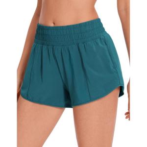 imageCRZ YOGA High Waisted Running Shorts for Women 25quot  Mesh Liner Quick Dry for Sport Athletic Workout with Zipper PocketBorealis Green