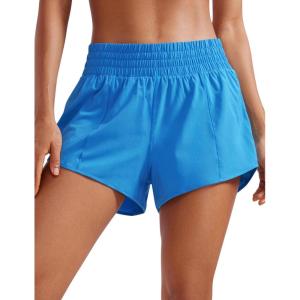 imageCRZ YOGA High Waisted Running Shorts for Women 25quot  Mesh Liner Quick Dry for Sport Athletic Workout with Zipper PocketMadagascar Blue