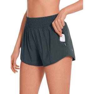 imageCRZ YOGA High Waisted Running Shorts for Women 25quot  Mesh Liner Quick Dry for Sport Athletic Workout with Zipper PocketMelanite