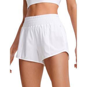 imageCRZ YOGA High Waisted Running Shorts for Women 25quot  Mesh Liner Quick Dry for Sport Athletic Workout with Zipper PocketWhite