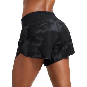 imageCRZ YOGA Mid Waisted Running Shorts for Women 4quot Soft for Gym Athletic Workout with Zipper Pocket Liner Quick DryBlack Tie Dye Flowers