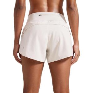 imageCRZ YOGA Mid Waisted Running Shorts for Women 4quot Soft for Gym Athletic Workout with Zipper Pocket Liner Quick DryMilky White Bone