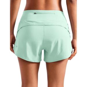 imageCRZ YOGA Mid Waisted Running Shorts for Women 4quot Soft for Gym Athletic Workout with Zipper Pocket Liner Quick DryMint Moment