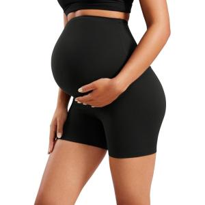 imageCRZ YOGA Womens Butterluxe Maternity Biker Shorts Over The Belly 4quot  Pregnancy Yoga Workout ActivewearBlack