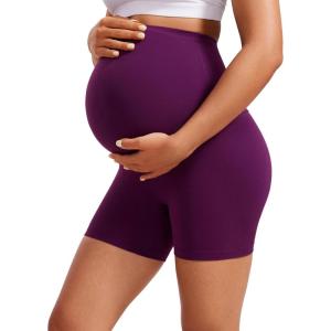 imageCRZ YOGA Womens Butterluxe Maternity Biker Shorts Over The Belly 4quot  Pregnancy Yoga Workout ActivewearPlum Magenta