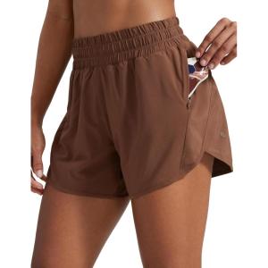 imageCRZ YOGA Womens Mid Waisted Running Shorts Liner  5 Quick Dry for Athletic Sport Workout Track with Zip PocketCoffee Brown