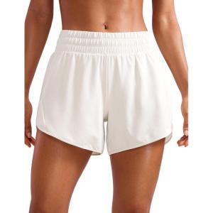 imageCRZ YOGA Womens Mid Waisted Running Shorts Liner  5 Quick Dry for Athletic Sport Workout Track with Zip PocketMilky White Bone