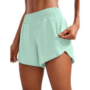 imageCRZ YOGA Womens Mid Waisted Running Shorts Liner  5 Quick Dry for Athletic Sport Workout Track with Zip PocketMint Moment
