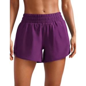 imageCRZ YOGA Womens Mid Waisted Running Shorts Liner  5 Quick Dry for Athletic Sport Workout Track with Zip PocketPlum Magenta