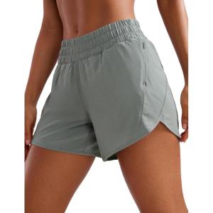 imageCRZ YOGA Womens Mid Waisted Running Shorts Liner  5 Quick Dry for Athletic Sport Workout Track with Zip PocketSterling