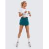 imageCRZ YOGA Athletic Shorts for Women High Waisted Flowy Ruffle Skirt Overlay for Workout Running Tennis with Zip PocketBorealis Green