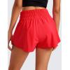 imageCRZ YOGA Athletic Shorts for Women High Waisted Flowy Ruffle Skirt Overlay for Workout Running Tennis with Zip PocketDeep Red